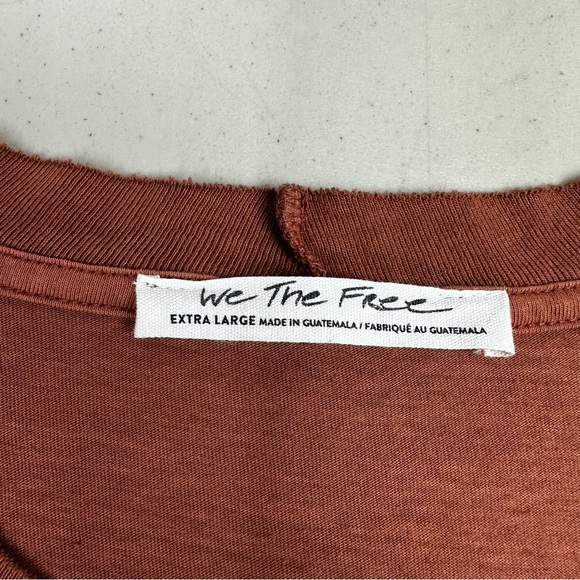 We the Free Clover Puff Shoulder Top Size XL Burnt Orange Mesa Curved Hem - Picture 11 of 13